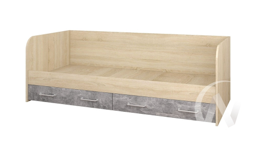 Кровать с ящиками Лофт Детская Колибри (дуб сонома/ателье светлое;акрил белый)