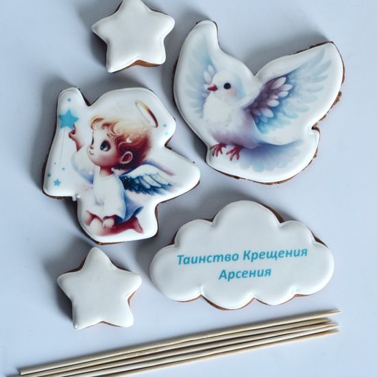 Набор пряников с ангелом на крещение мальчика