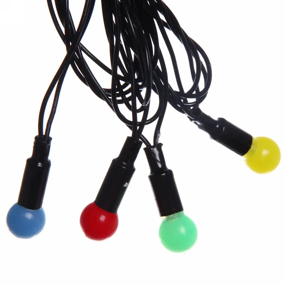 Гирлянда для дома 5м 50 ламп LED с насадками ЦВЕТНЫЕ ШАРЫ 1 см, чёрный пров. 8 реж, IP-20 Мультицвет (возможность соединения)