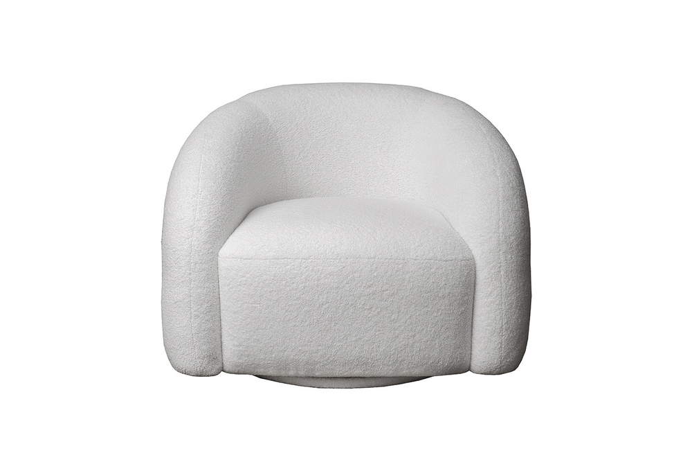 Кресло Garda Decor Монблан (Monblan) поворотное букле белое Hush000 93*90*70 см