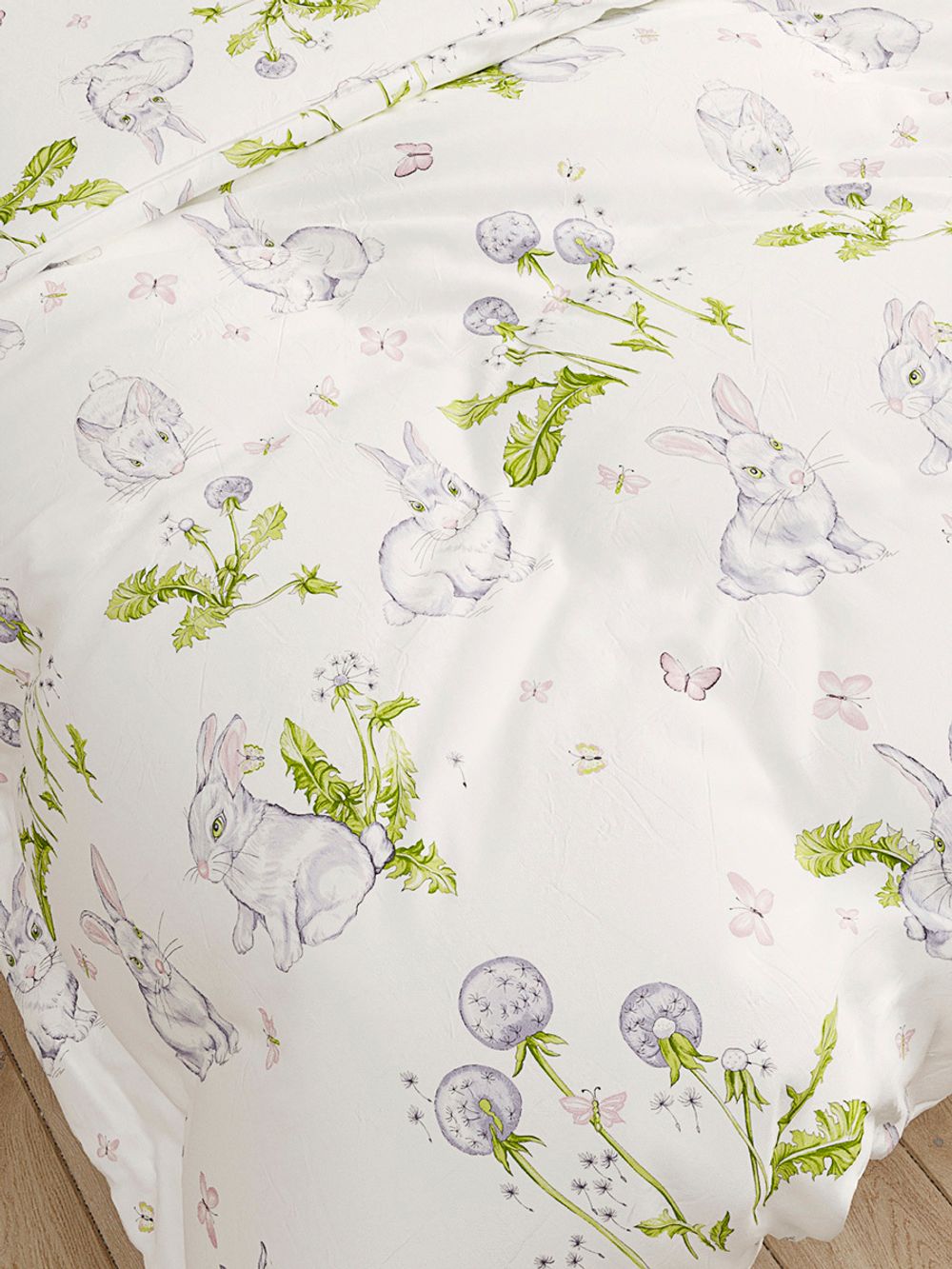 Постельное белье Anna Maria "Кролики" 1,5-сп   наволочка 50х70 1шт Простынь на резинке 90х200 см  Пододеяльник 145х215 см