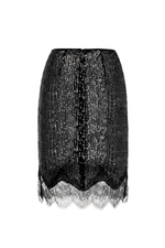 “Classic mini” Прозрачная юбка до колена из пайеток с кружевом.