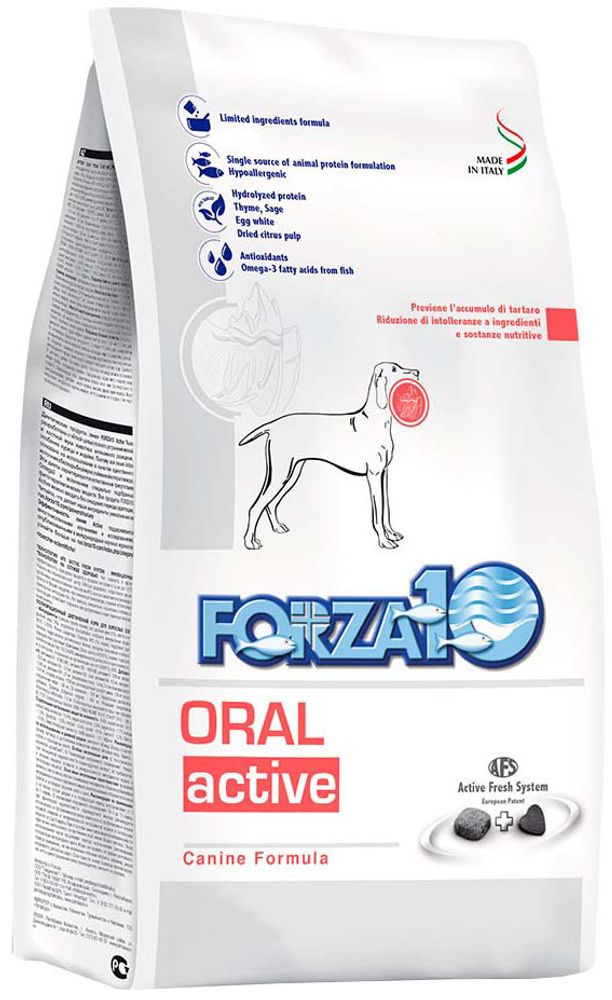 Forza10 4 кг Active Oral Корм для собак, при заболеваниях ротовой полости, гипоаллергенный, с рыбой