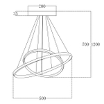 Подвесной светодиодный светильник 68Вт, 5355Лм, 3000-6000К, Ra>80, плавная регулировка мощности, изменение цветовой температуры, ночник, металл/силикон, черный