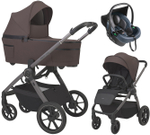 Детская коляска 3 в 1 Espiro Yoga 2026 и автокресло Pi Gray blue 208 Chokolate