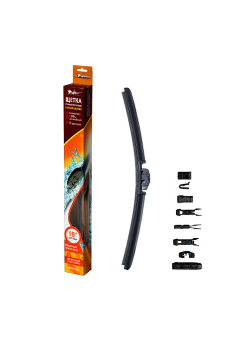 Щетка стеклоочистителя бескаркасная Airline 18"/450мм PRO 10 адаптеров