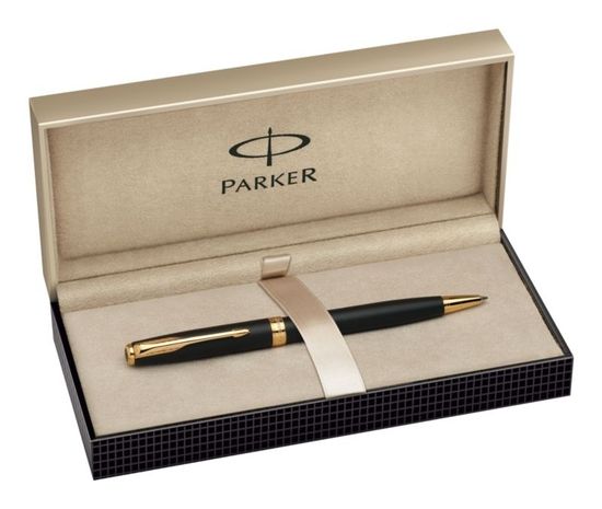 Шариковая ручка Parker Sonnet K528, цвет: MattBlack GT, стержень: M черный, S0818000