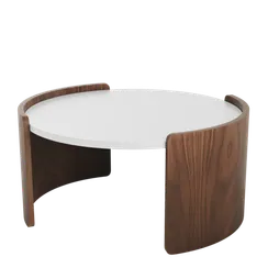 Столик Lagom D 65 см высота 32 см (белый, орех)