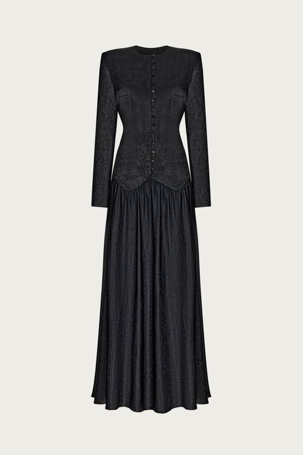 Платье из черной жаккардовой вискозы