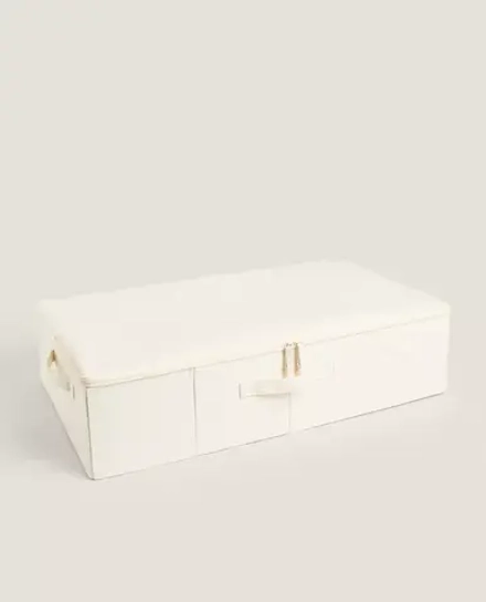 ZARA HOME СКЛАДНАЯ КОРОБКА ДЛЯ ХРАНЕНИЯ С КРЫШКОЙ, СВЕТЛО-БЕЖЕВЫЙ