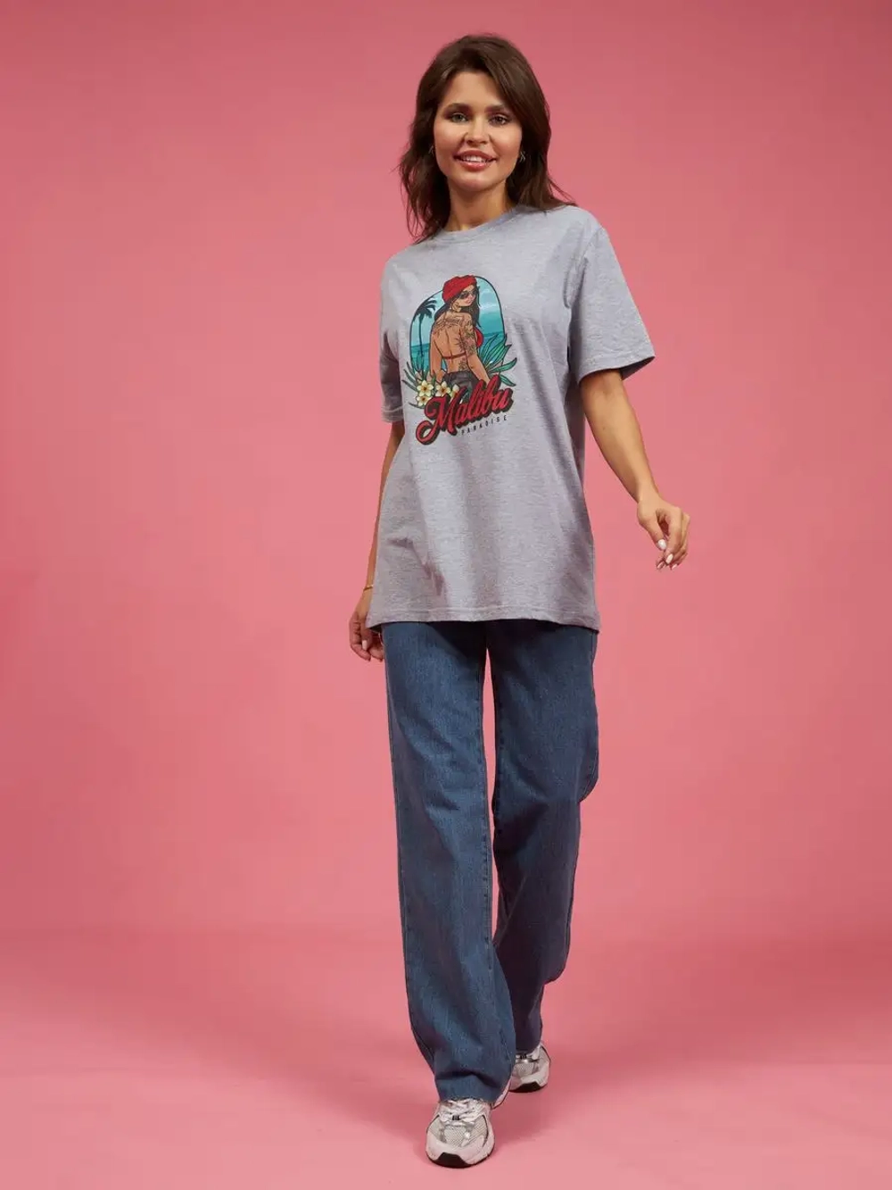 Футболка оверсайз женская мужская с принтом Малибу