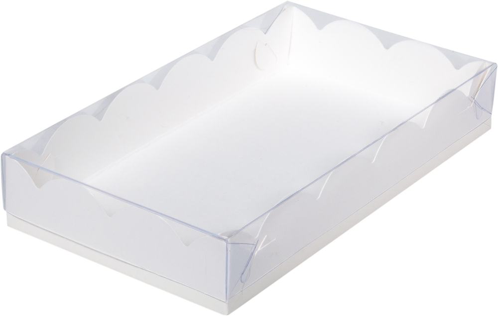 Коробка под пряники и печенье 22*15*3,5см белая с прозрачной крышкой