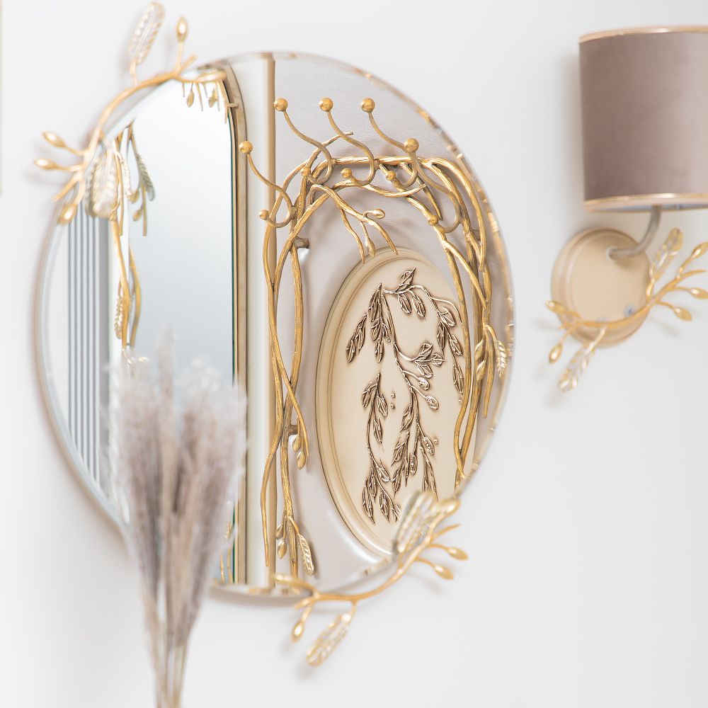 Зеркало Oliva Branch (Олива Бранч) Айвори Мраморное золото