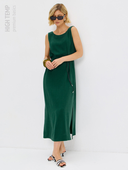 Льняной сарафан макси с карманами