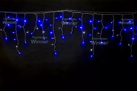Светодиодная мерцающая бахрома 3*0.6 м., 220V, 100 синих LED ламп, черный каучук, соединяемая, Winner (b.02.7B.100+)