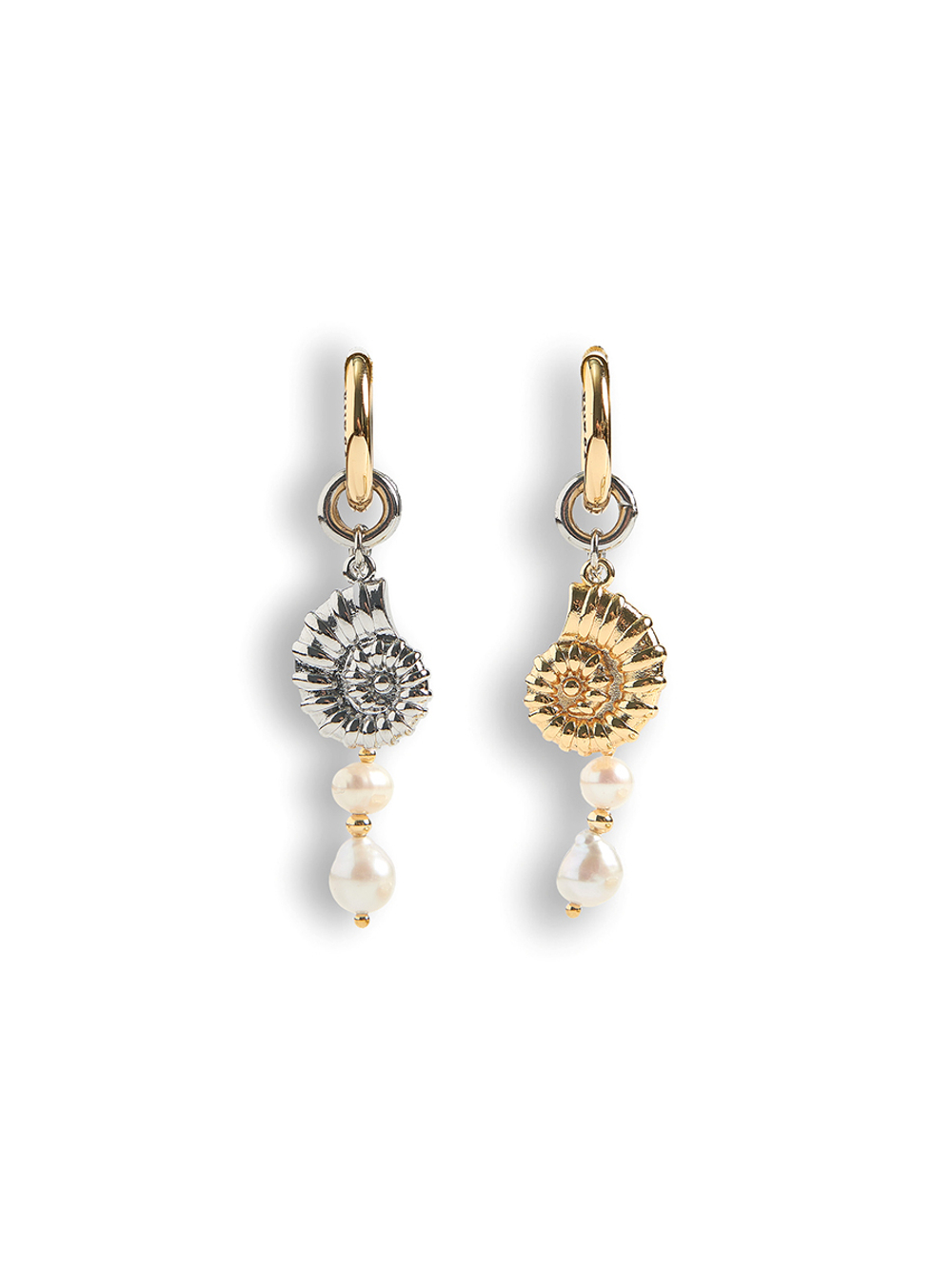 Серьги "Two shell pearl" Bicolor