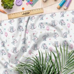 Ткань атлас веселые слонята