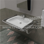 Поручень опорный для раковины, пристенный, усиленный, нерж. сталь, 200x790x630 мм, D38 мм