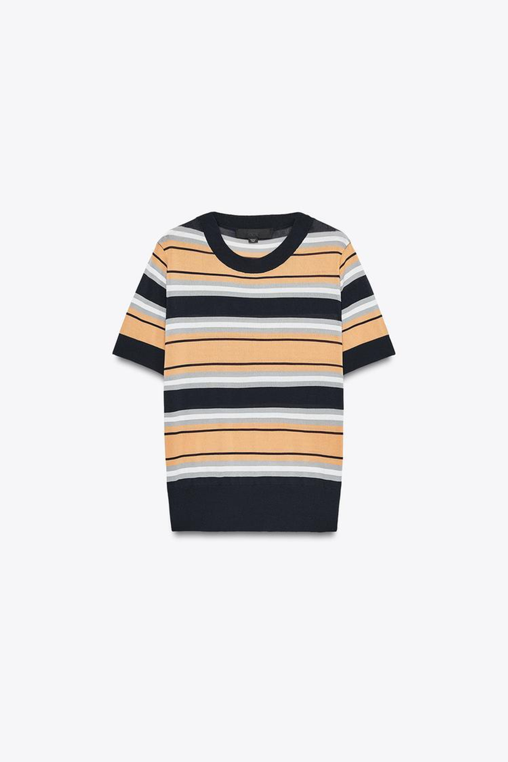 ZARA ТРИКОТАЖНАЯ ФУТБОЛКА В ПОЛОСКУ, ОРАНЖЕВЫЙ