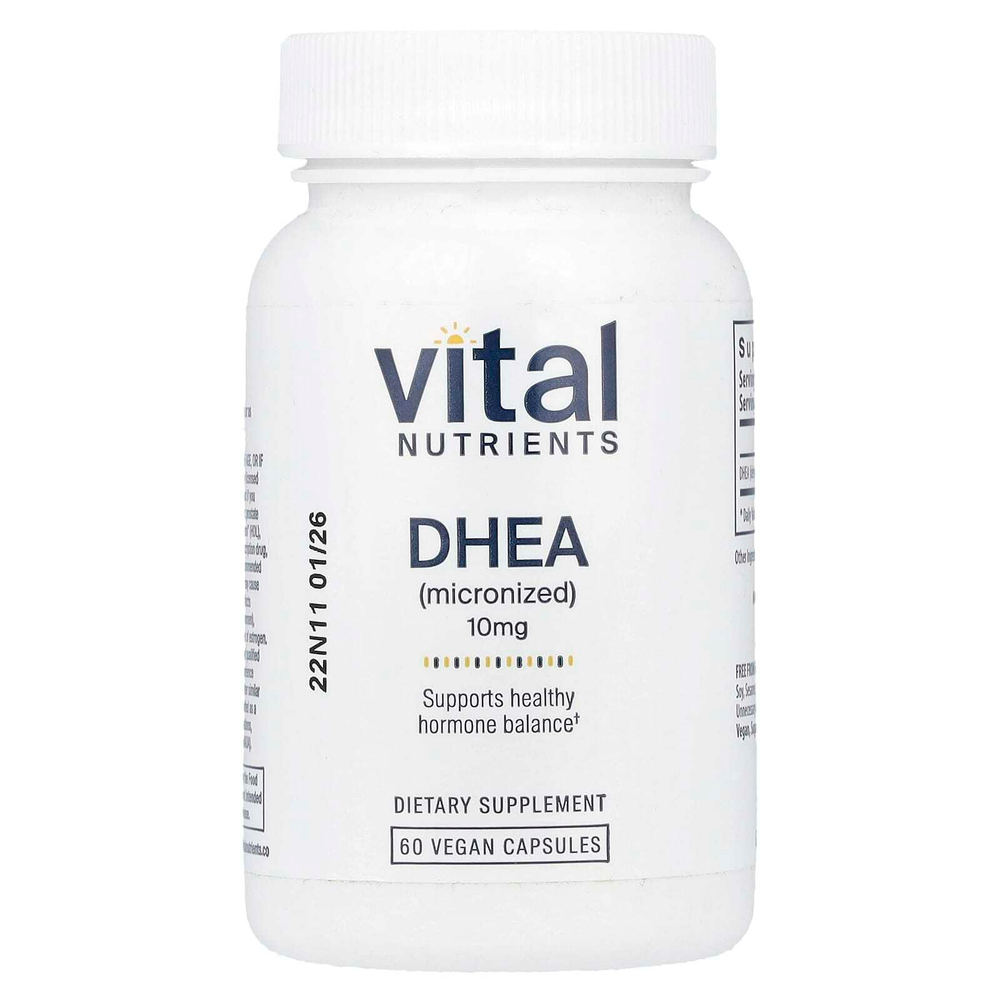 Vital Nutrients, ДГЭА (микронизированный), 10 мг, 60 веганских капсул