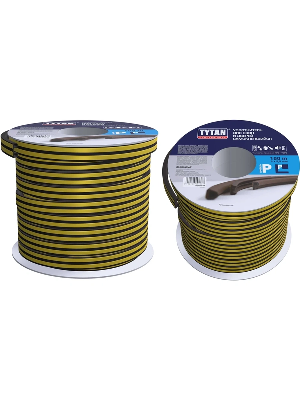 Уплотнитель для окон и дверей Tytan Professional p 100 м, 9x5.5 мм, черный 234909 91577