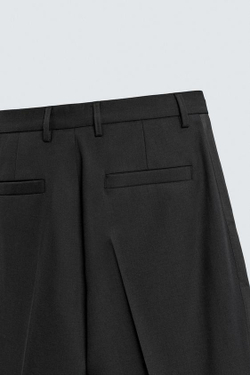 ZARA КОСТЮМНЫЕ БРЮКИ-СМОКИНГ ИЗ ШЕРСТИ, ЧЕРНЫЙ