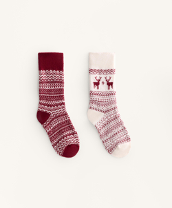 Oysho 2 пары классических носков с жаккардовым узором, красный