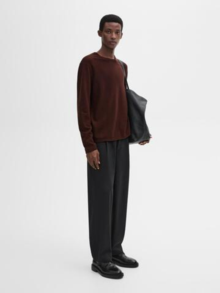 Massimo Dutti СВИТЕР ИЗ СМЕСОВОЙ ШЕРСТИ, ВИННЫЙ
