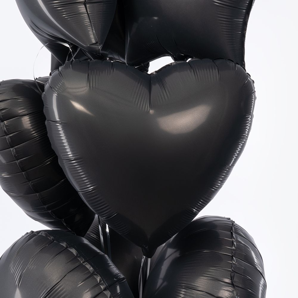 F Шар 18''/46 см, Сердце Черный сатин (БГ-15)  Изображение3