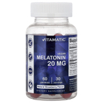 Vitamatic, веганские жевательные таблетки с мелатонином, натуральный клубничный вкус, 60 жевательных таблеток (10 мг в 1 таблетке)