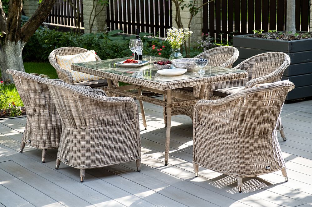 "Равенна" плетеное кресло из искусственного ротанга, цвет бежевый