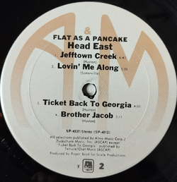 Винтажная виниловая пластинка LP Head East Flat As A Pancake (USA 1975)