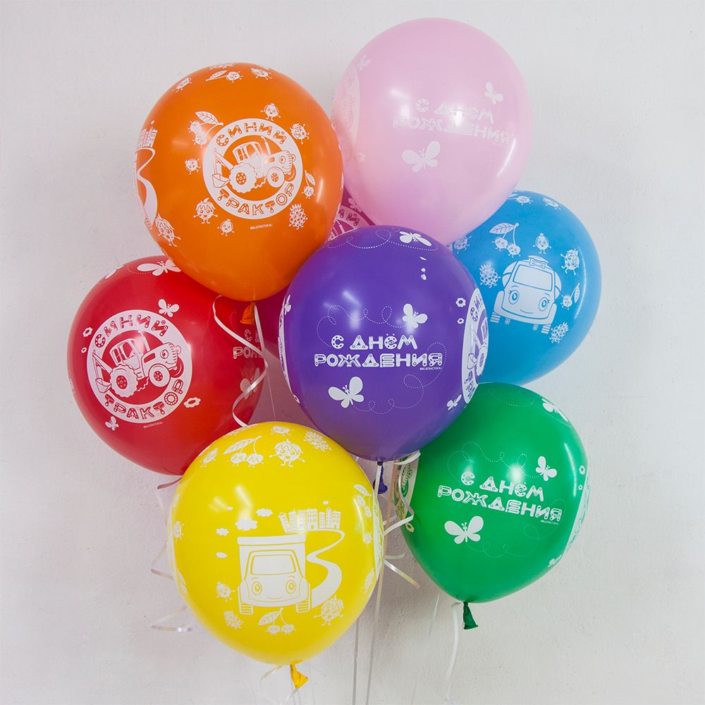 Шар (12''/30 см) Синий трактор, Ассорти, пастель, 5 ст, 25 шт.