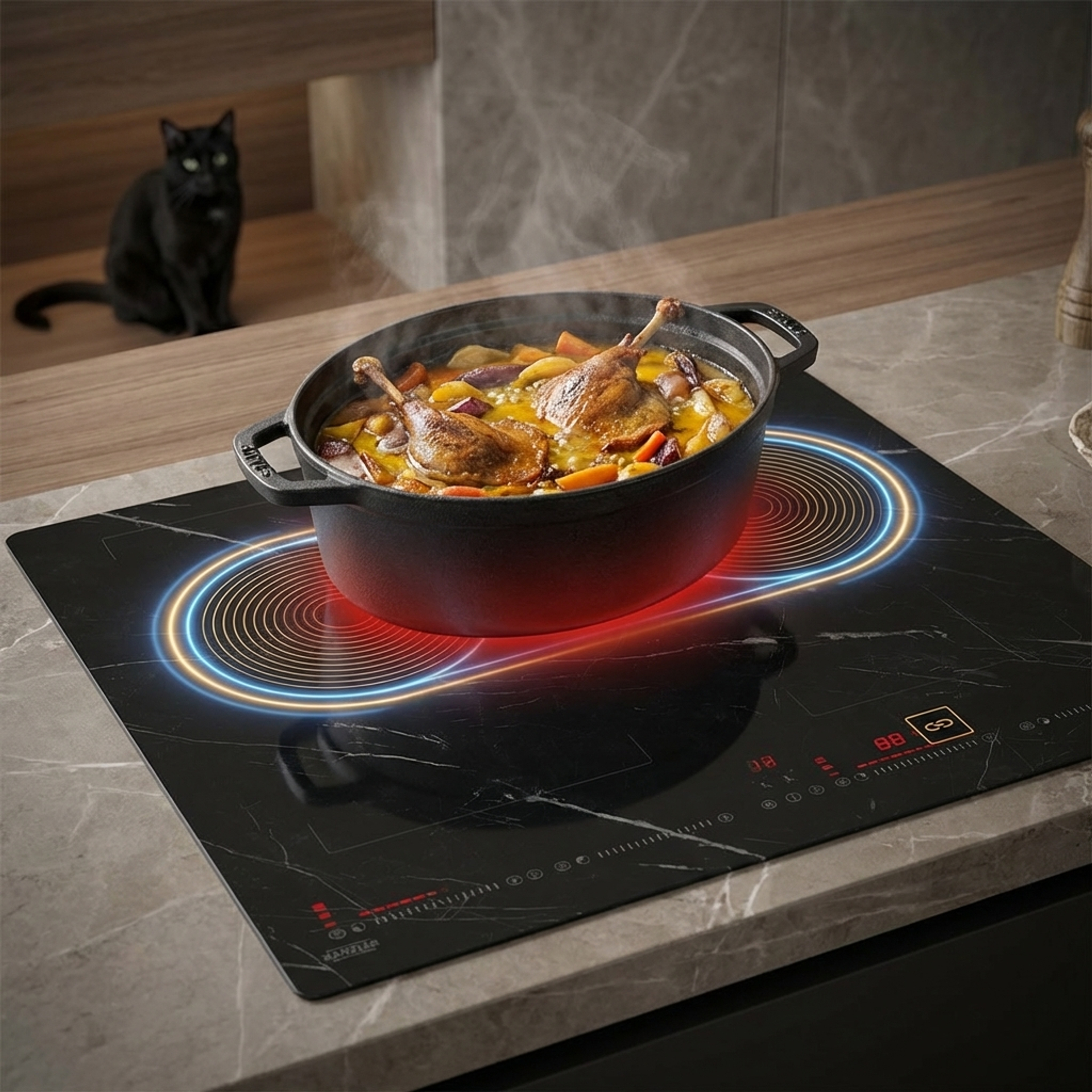 Функция Bridge: Секрет идеального приготовления в большой посуде на индукции Kanzler