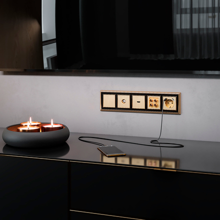 Акустическая розетка (шампань рифленый)