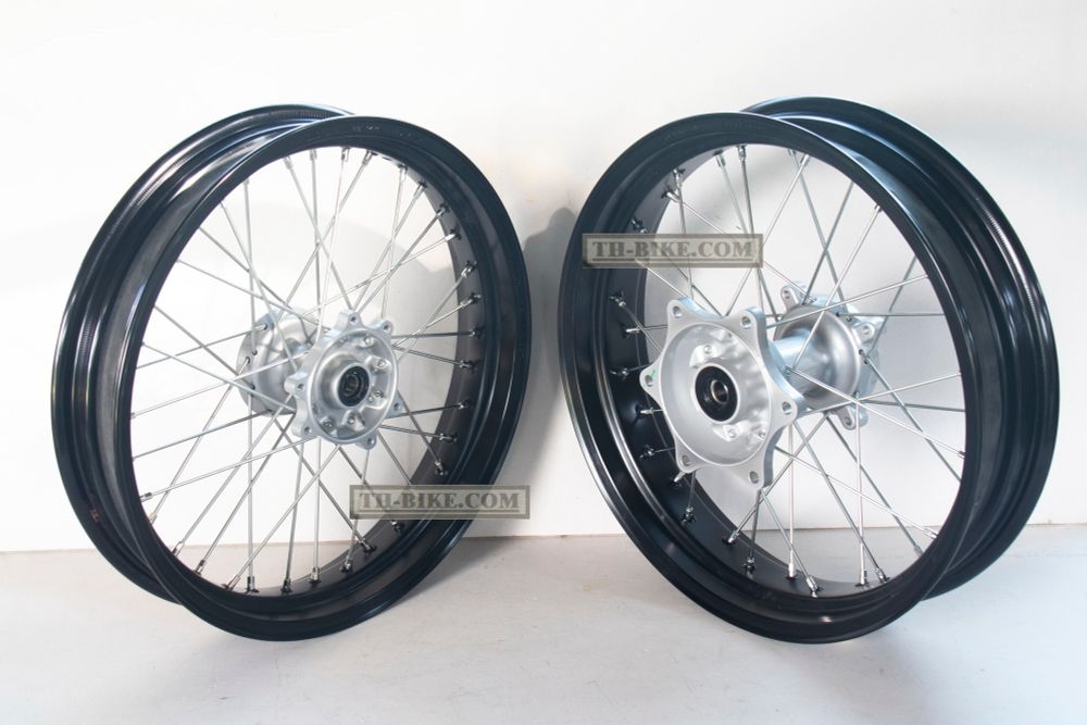 Motard wheels set for Honda CRF250L, Rally 250, CRF300. Black rims. 17" inches