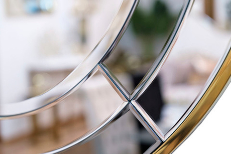 Зеркало декоративное круглое 91см Garda Decor в зеркальной раме с золотом