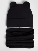 Шапка детская осенняя с ушками и снуд