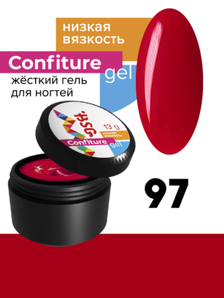 Жёсткий гель для наращивания Confiture №97 НИЗКАЯ ВЯЗКОСТЬ - Тёмный рубин  (13 г)