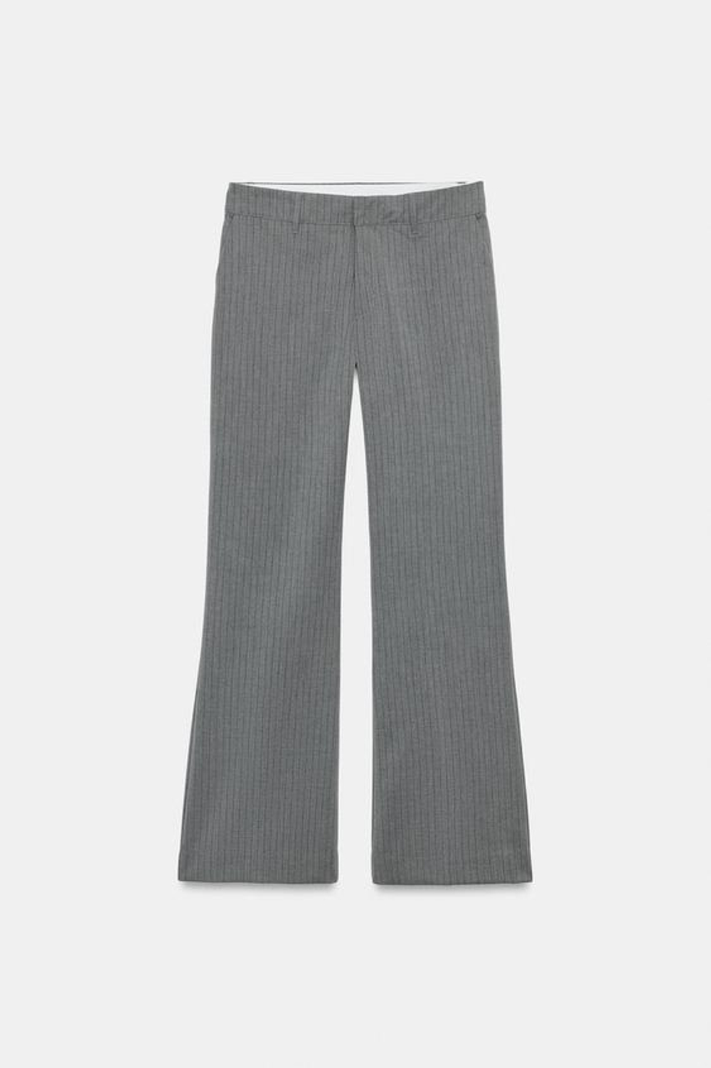 ZARA БРЮКИ В ТОНКУЮ ПОЛОСКУ С НИЗКОЙ ПОСАДКОЙ, АНТРАЦИТОВО-СЕРЫЙ