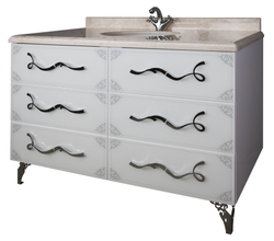 Тумба LAURA 120 С узором Белый глянец Серебро со стеклом