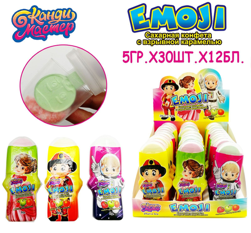 Драже сах.+взрыв. кар. EMOJI 2в1 5г 12*30