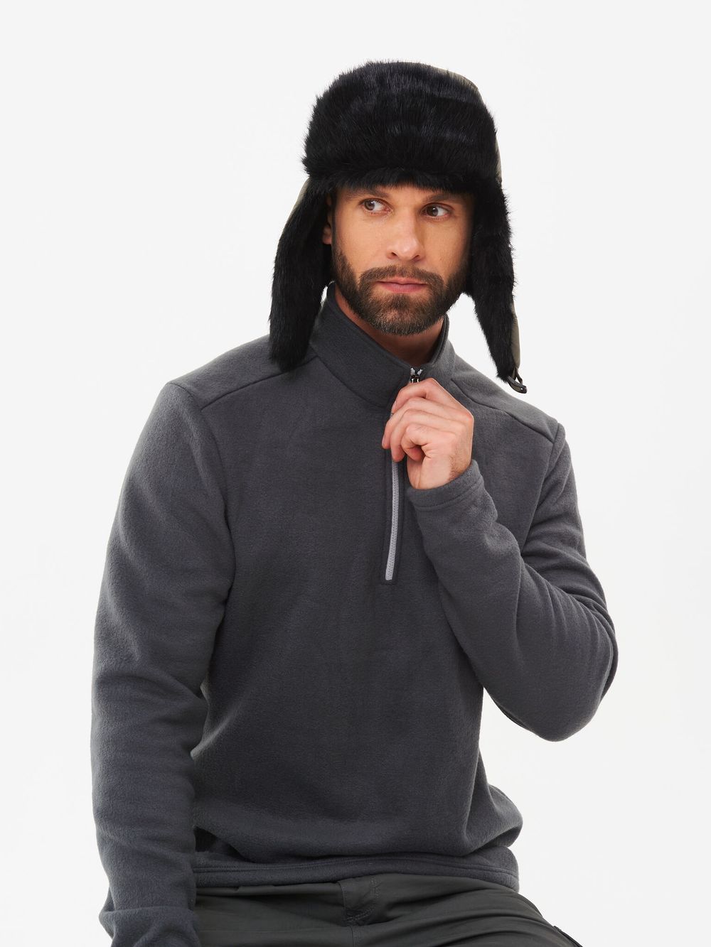 Шапка ушанка с маской Евро Норка ткань Taslan цвет Хаки