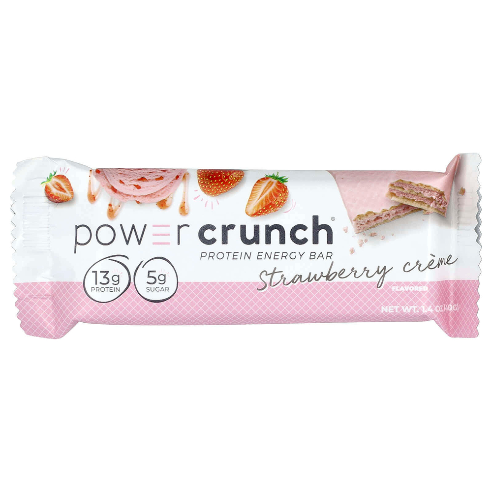 BNRG, Power Crunch, протеиновый энергетический батончик, клубничный крем, 12 батончиков по 40 г (1,4 унции)