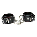 Кожаные оковы на руки без цепочки с замком (Цвет: черный)