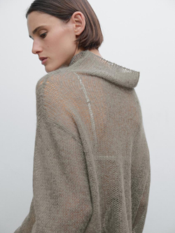 Massimo Dutti Ажурный свитер, коричневый