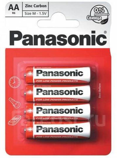 Батарейки Panasonic Red Zink AA солевые 4 шт