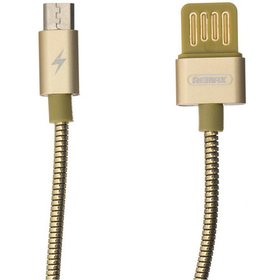 Кабель USB - MicroUSB Remax RC-080m (оплетка металл) Золото