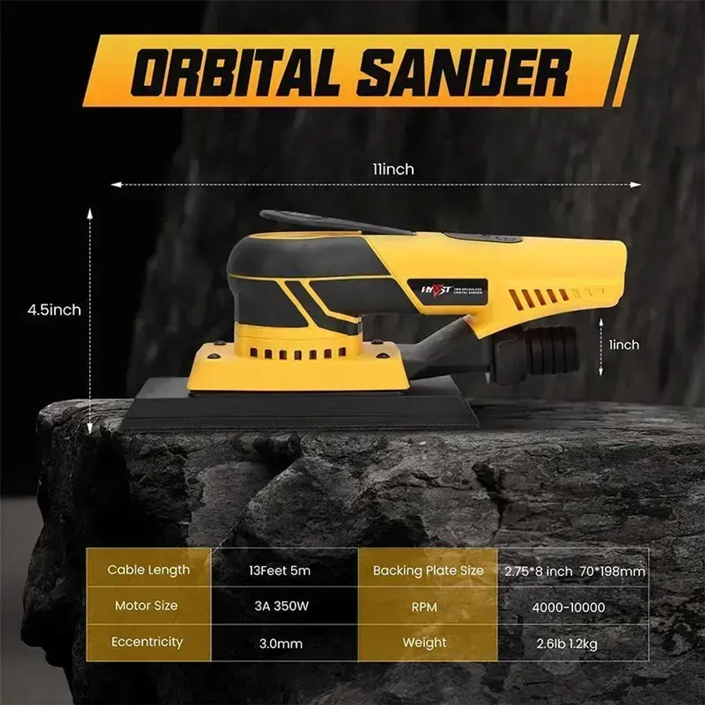Затирочная машинка HYVST ks-06-150-3.0(ход 3.0мм) многофункциональный Электрическая эксцентриковая бесщеточная шлифмашинка
