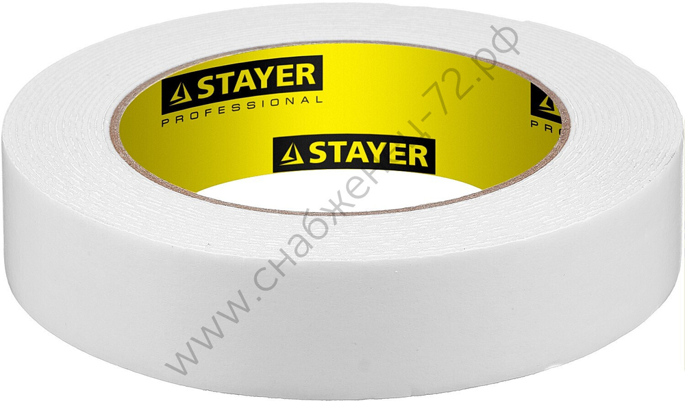 STAYER 25 мм, 5 м белая, на вспененной основе, Двухсторонняя клейкая лента, PROFESSIONAL (12231-25-05)